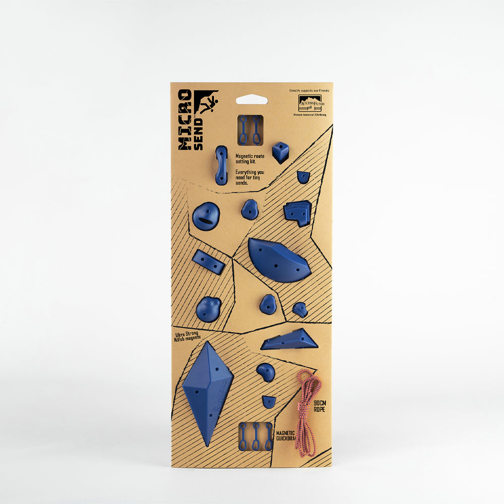 Blue micro send packaging front on white background